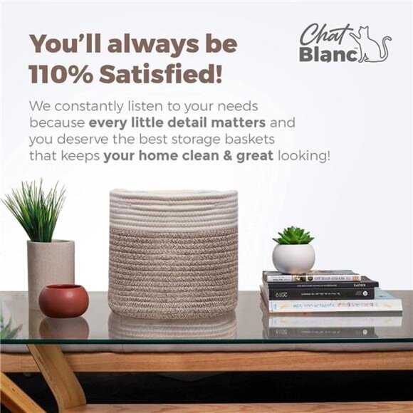 Cotton Rope Storage Baskets 3 Pack Off White Brown Laundry Toy Organizer Bin - Picture 6 of 7